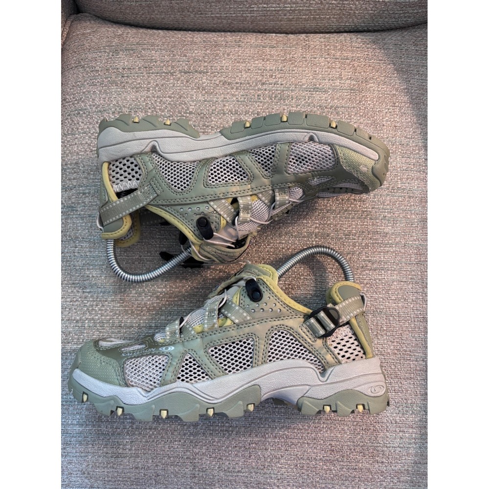 Salomon Techamphibian Water Hiking Shoes Green Grey Womens 6.5 419321 Vintage - Picture 6 of 10